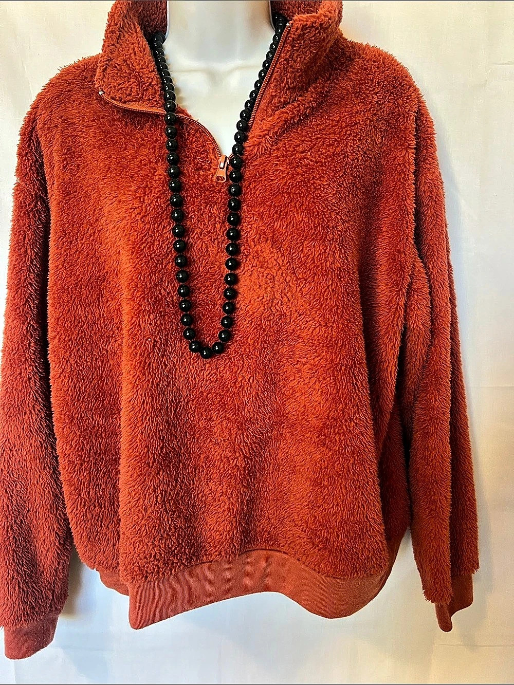 Fifth Sun Teddy Fleece Quarter-Zip in Orange Large